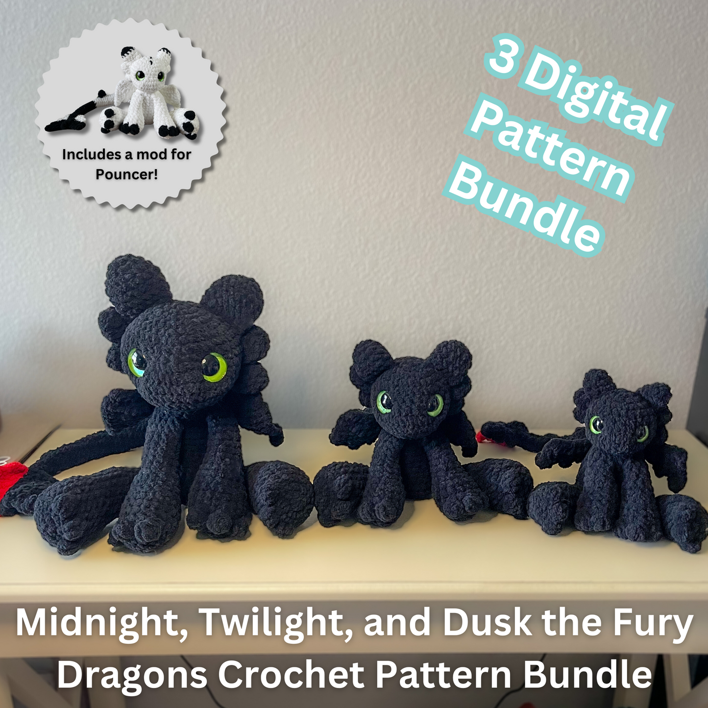 3 Pattern Bundle: Fury Dragons - Midnight, Twilight, & Dusk