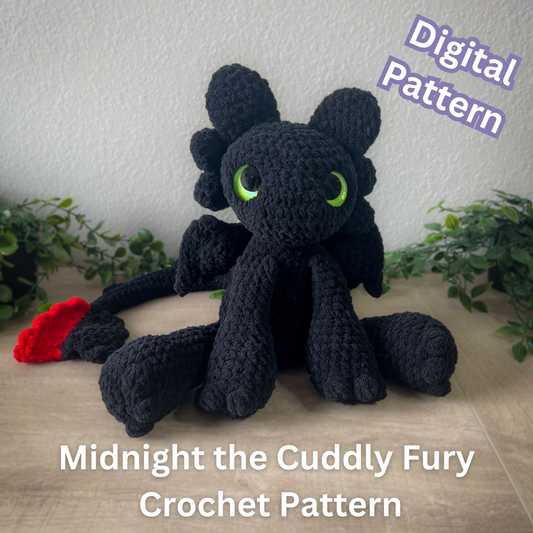 Midnight the Cuddly Fury Dragon Crochet Pattern